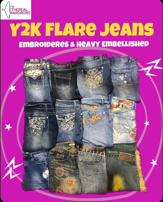 Y2K Embroidered and heavy embellished jeans