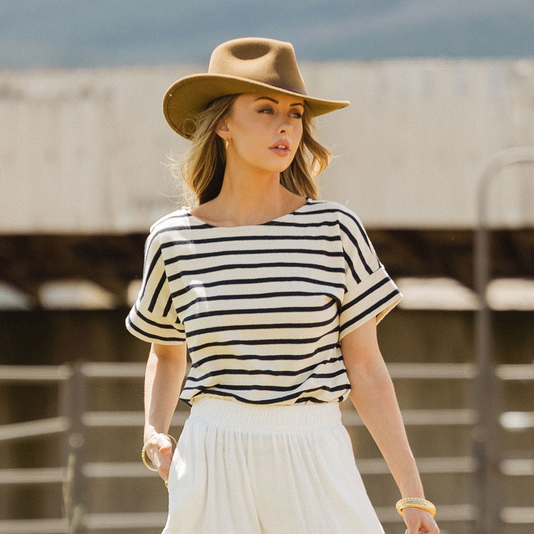 Boss Tee, Navy Stripe