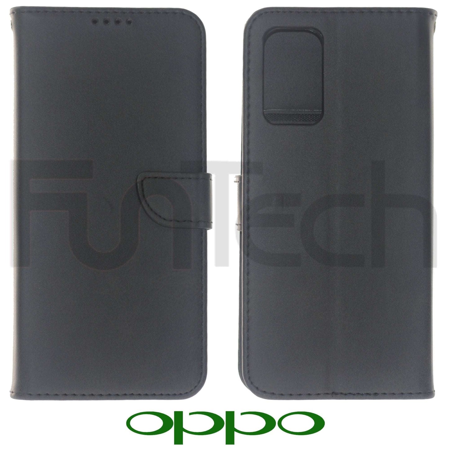 Oppo Find X3 Light 5G, Leather Wallet Case, Color Black.