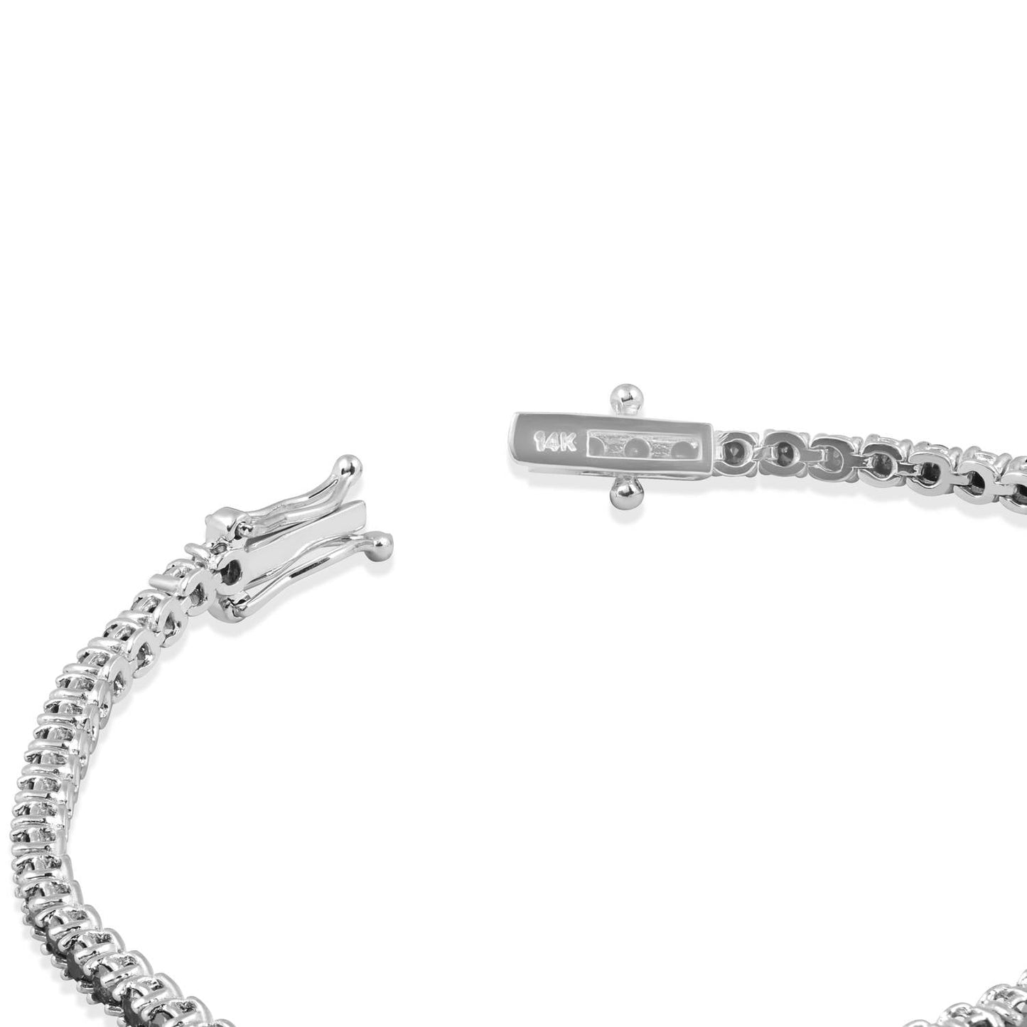 3ct Black Diamond Tennis Bracelet 14K White Gold 7"