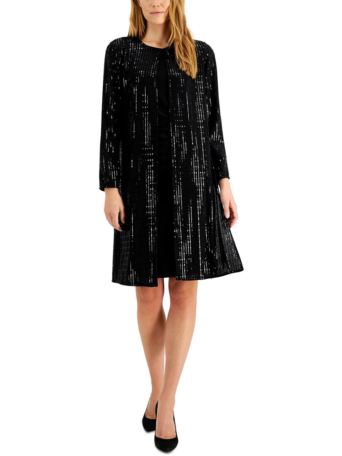 Womens Sequined Long Sleeves Duster Blazer