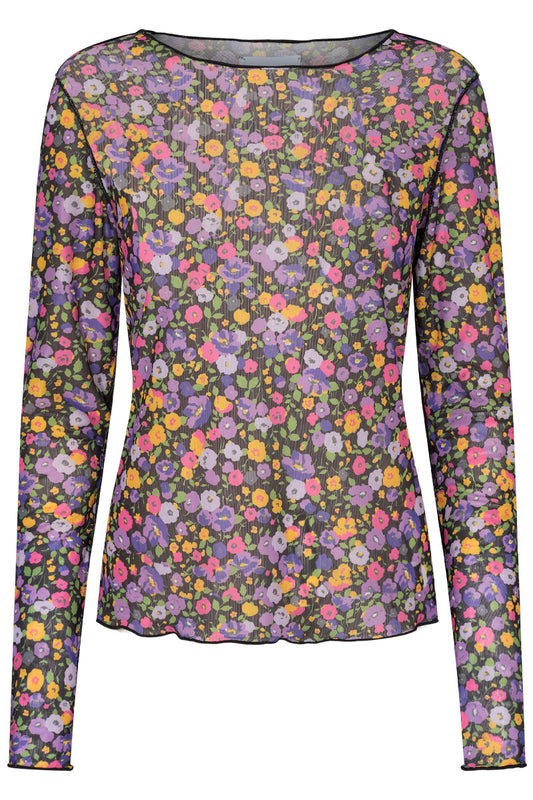 Mesh Top | Yellow Purple Flower | Top fra Liberté Essentiel