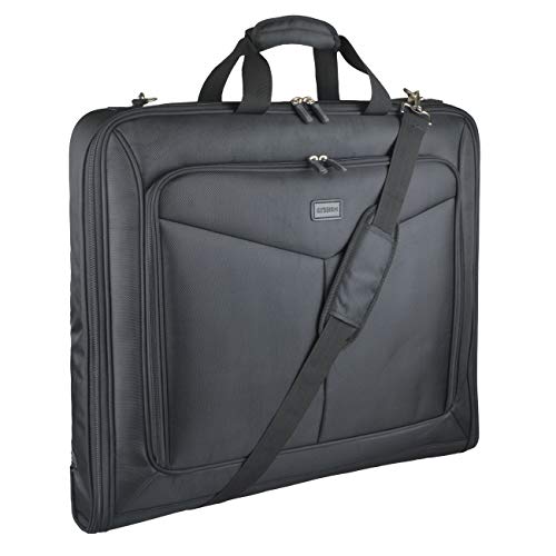 Foldable Carry On Garment Bag Fit 3 Suits, 44-inch Suit Bag for Travel and Business Trips with Shoulder Strap