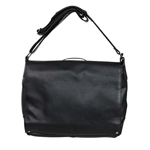 Kenneth Cole Reaction Pebbled Faux Leather Flapover 15" Laptop Messenger Bag, Black, Medium