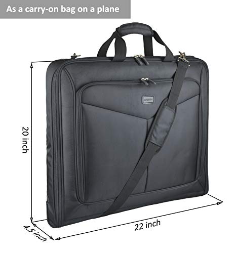 Foldable Carry On Garment Bag Fit 3 Suits, 44-inch Suit Bag for Travel and Business Trips with Shoulder Strap