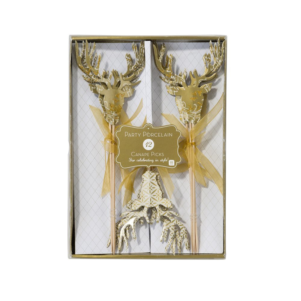 Party Porcelain Gold Stag Picks