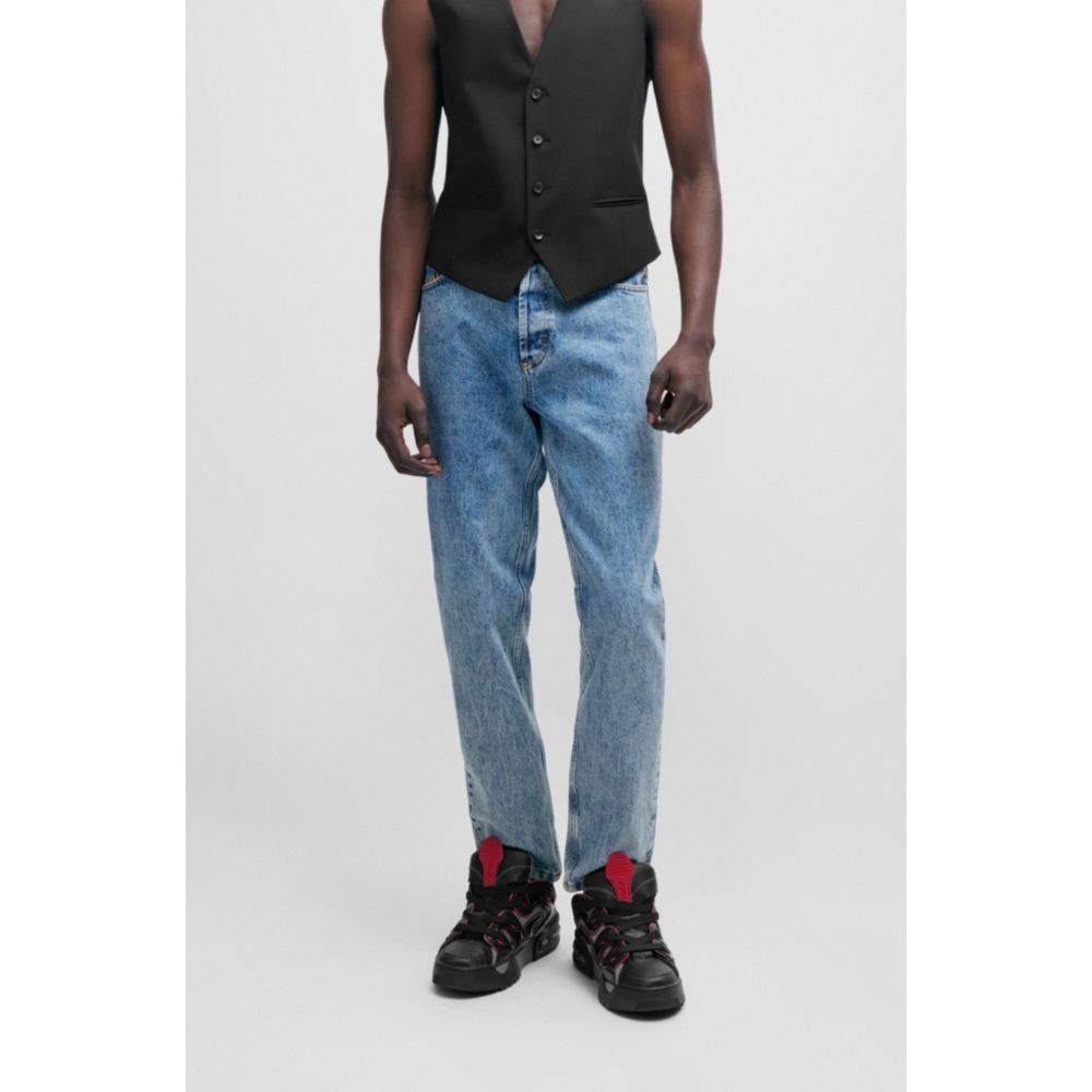 Tapered-fit jeans in blue rigid denim