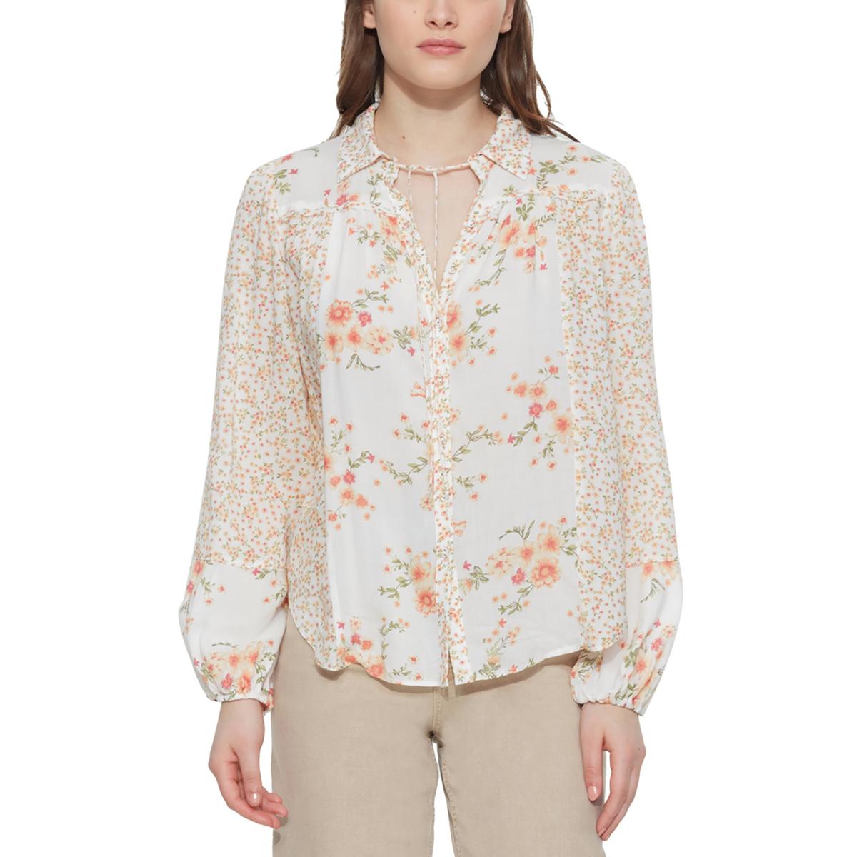 Womens Floral Print Peasant Blouse