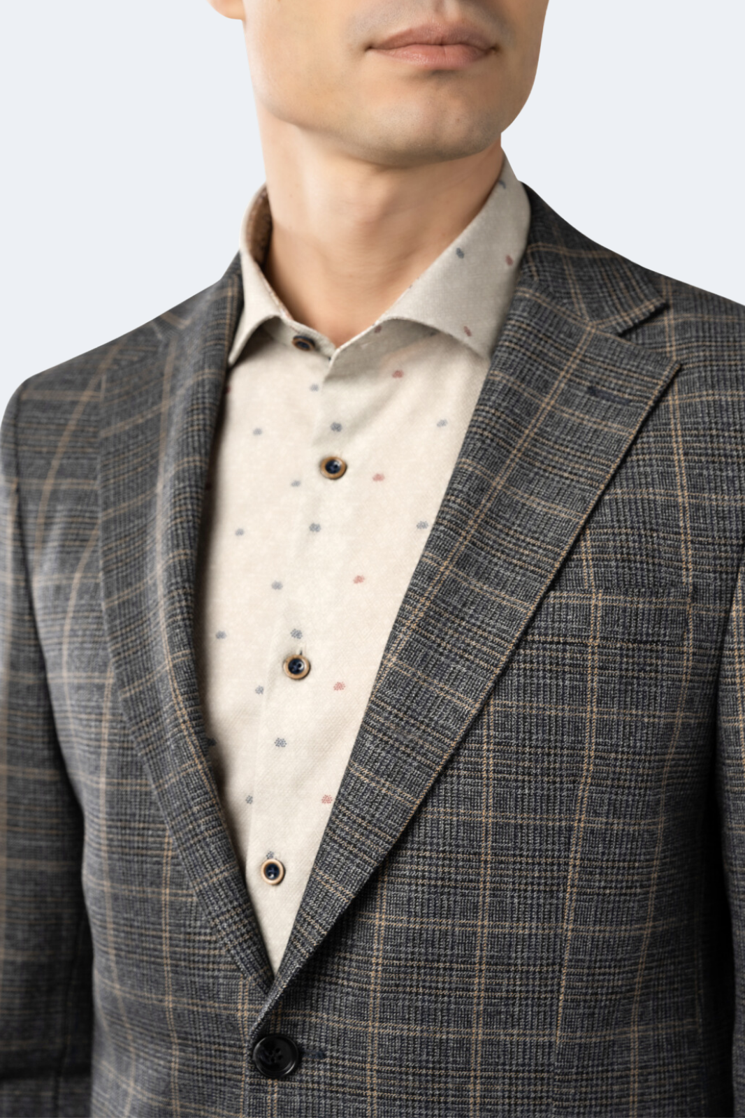 Grey and Black Houndstooth Plaid Sportcoat