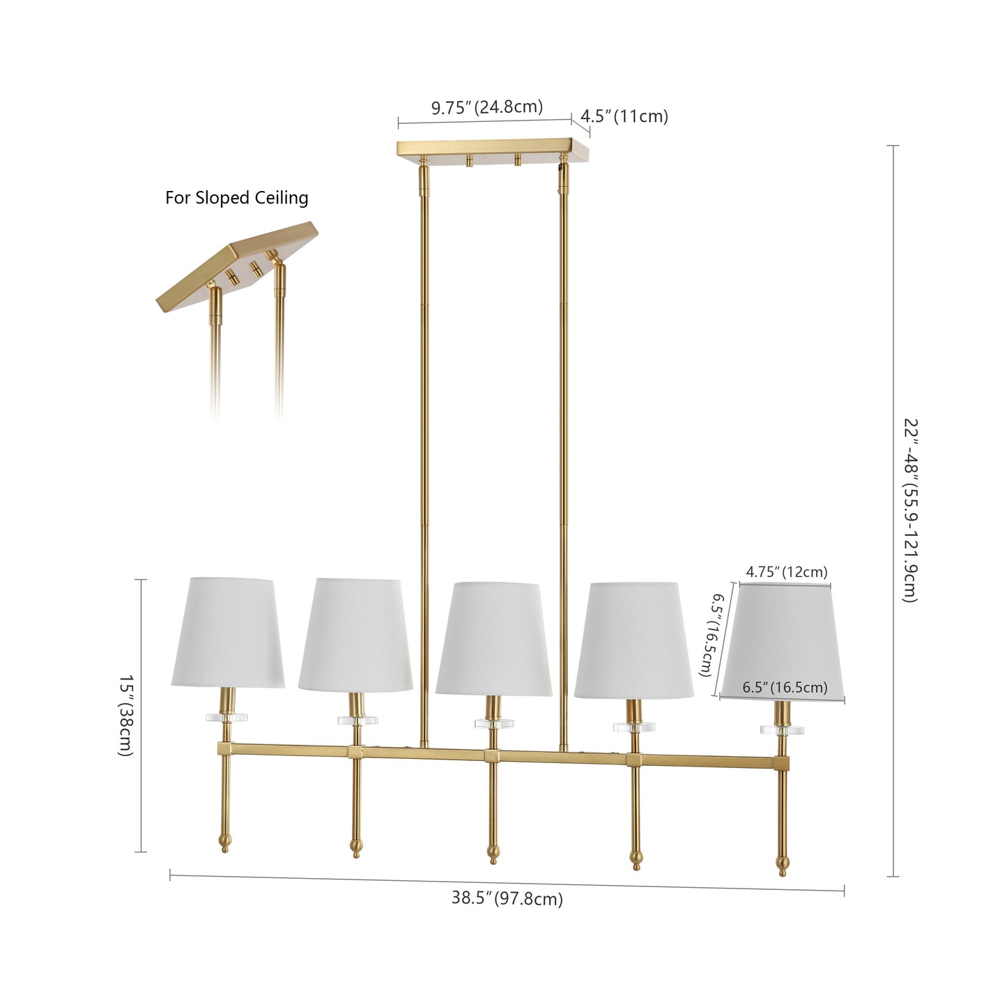 Sophie 38.5" 5-Light Modern Midcentury Iron Linear LED Pendant