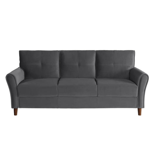 Dunleith Charcoal Gray Velvet Sofa