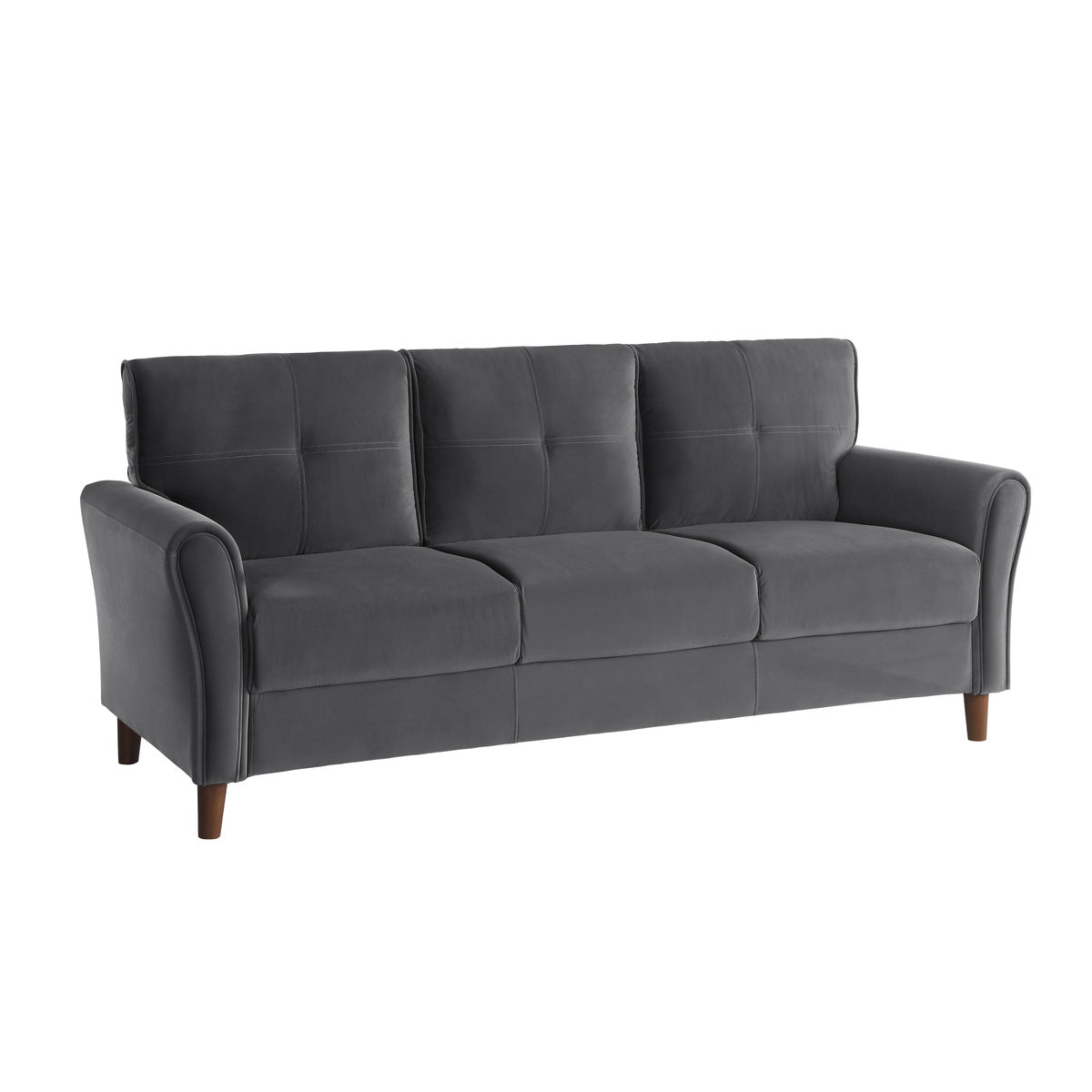 Dunleith Charcoal Gray Velvet Sofa