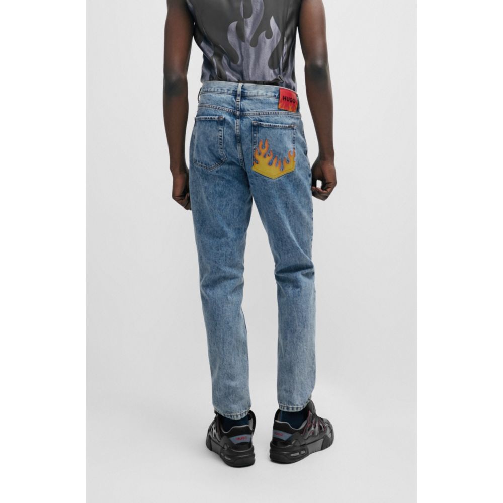 Tapered-fit jeans in blue rigid denim