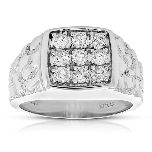 1 cttw Men's Diamond Ring 14K White Gold Wedding Engagement Bridal Style