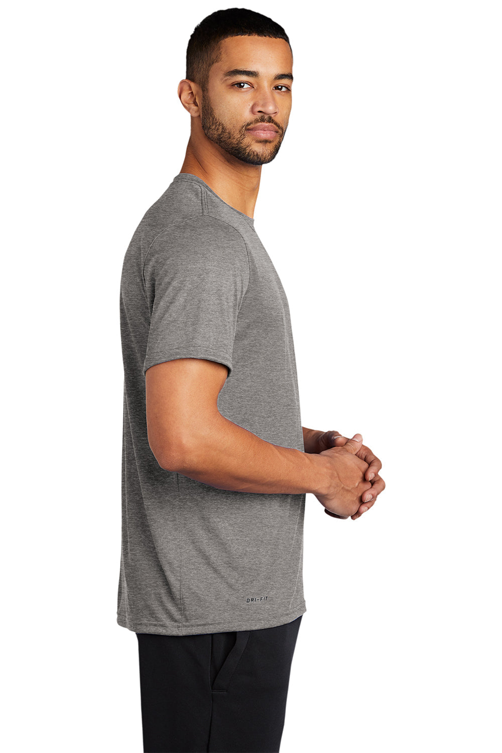 Nike Mens Team rLegend Dri-Fit Moisture Wicking Short Sleeve Crewneck T-Shirt - Heather Carbon Grey