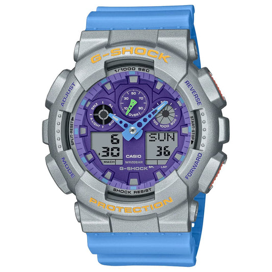 Casio G-Shock Digital-Analogue Blue Resin Strap Unisex Watch GA-100EU-8A2DR