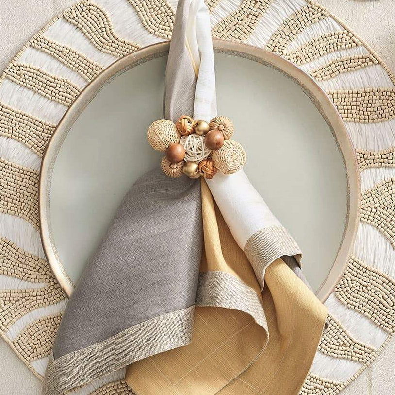 Islands Rattan Napkin Ring Sets