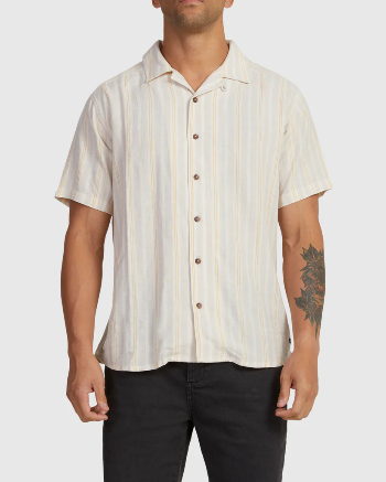 RVCA BEAT STRIPE SS SHIRT SAND