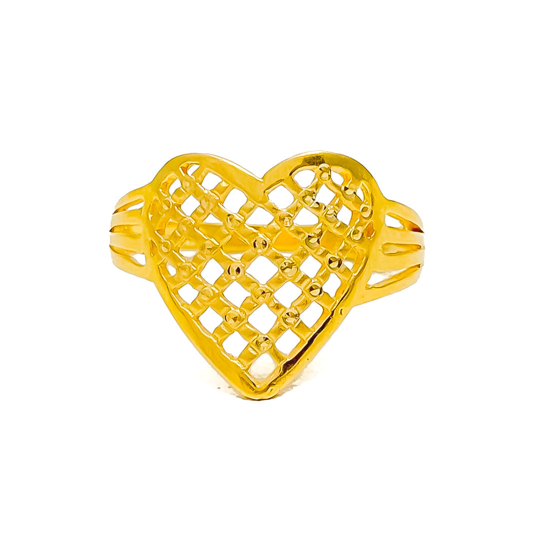 Gorgeous Netted Heart 22k Gold Ring