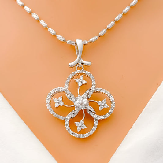 Swirling Clover Diamond + 18k Gold Pendant