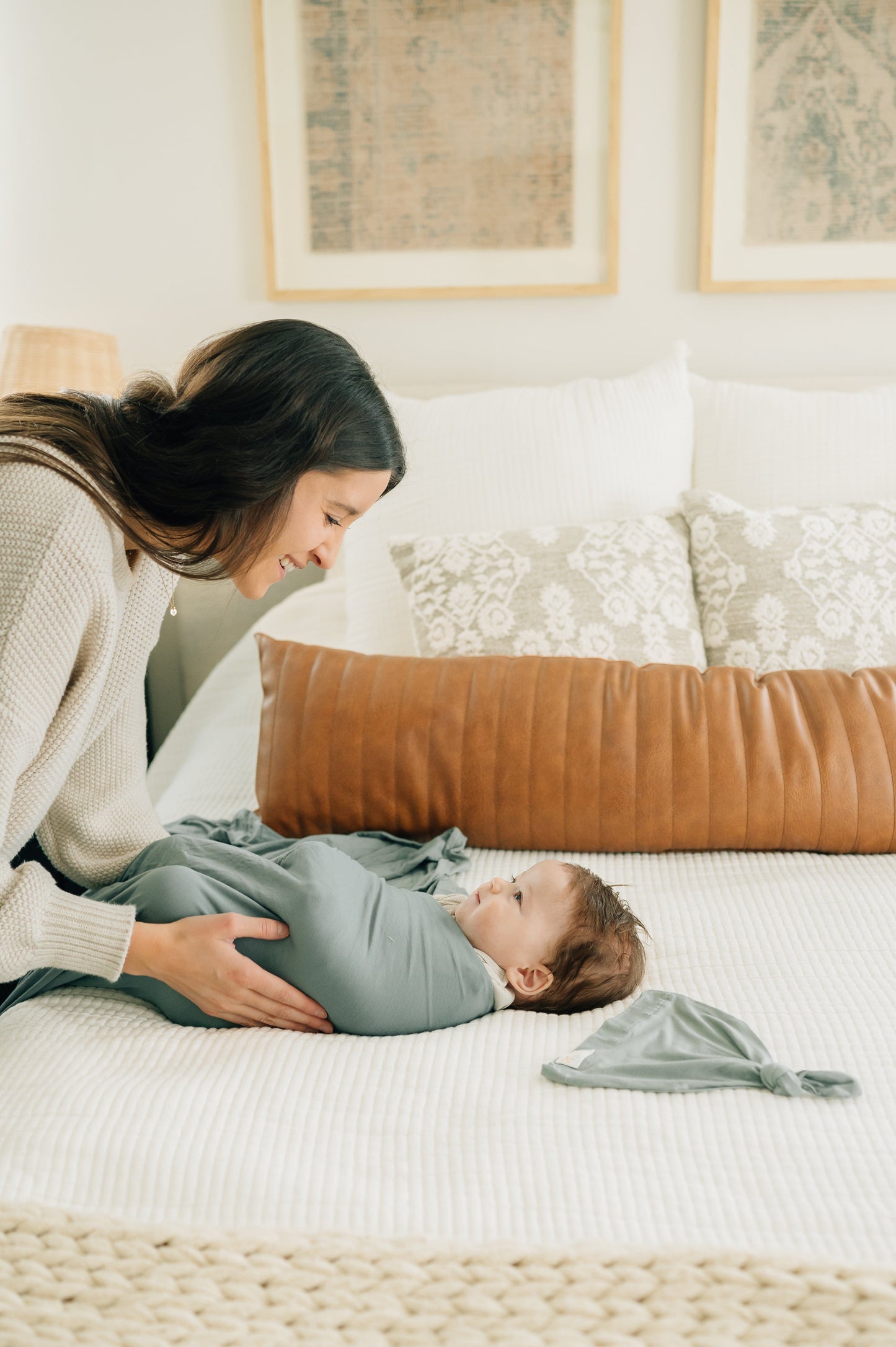 Swaddle and Hat - Mist