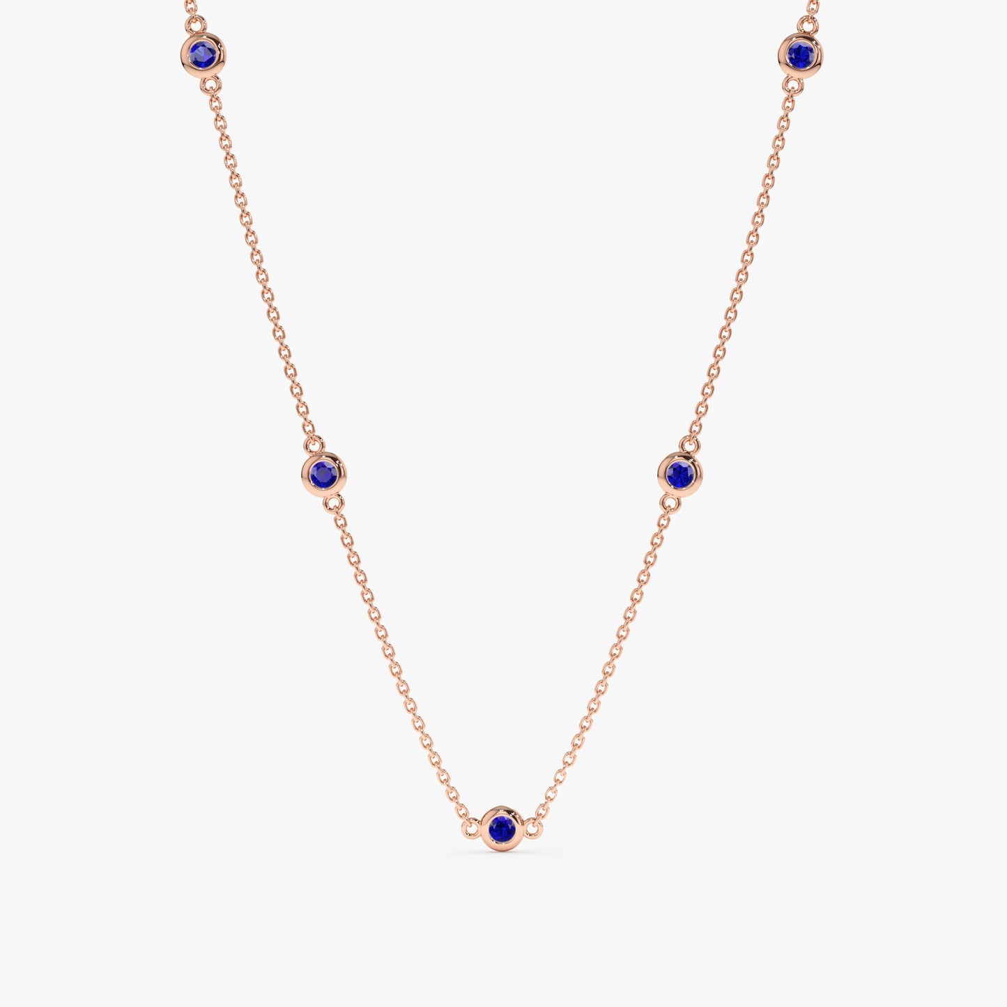 Blue Sapphire Station Necklace, Gwen