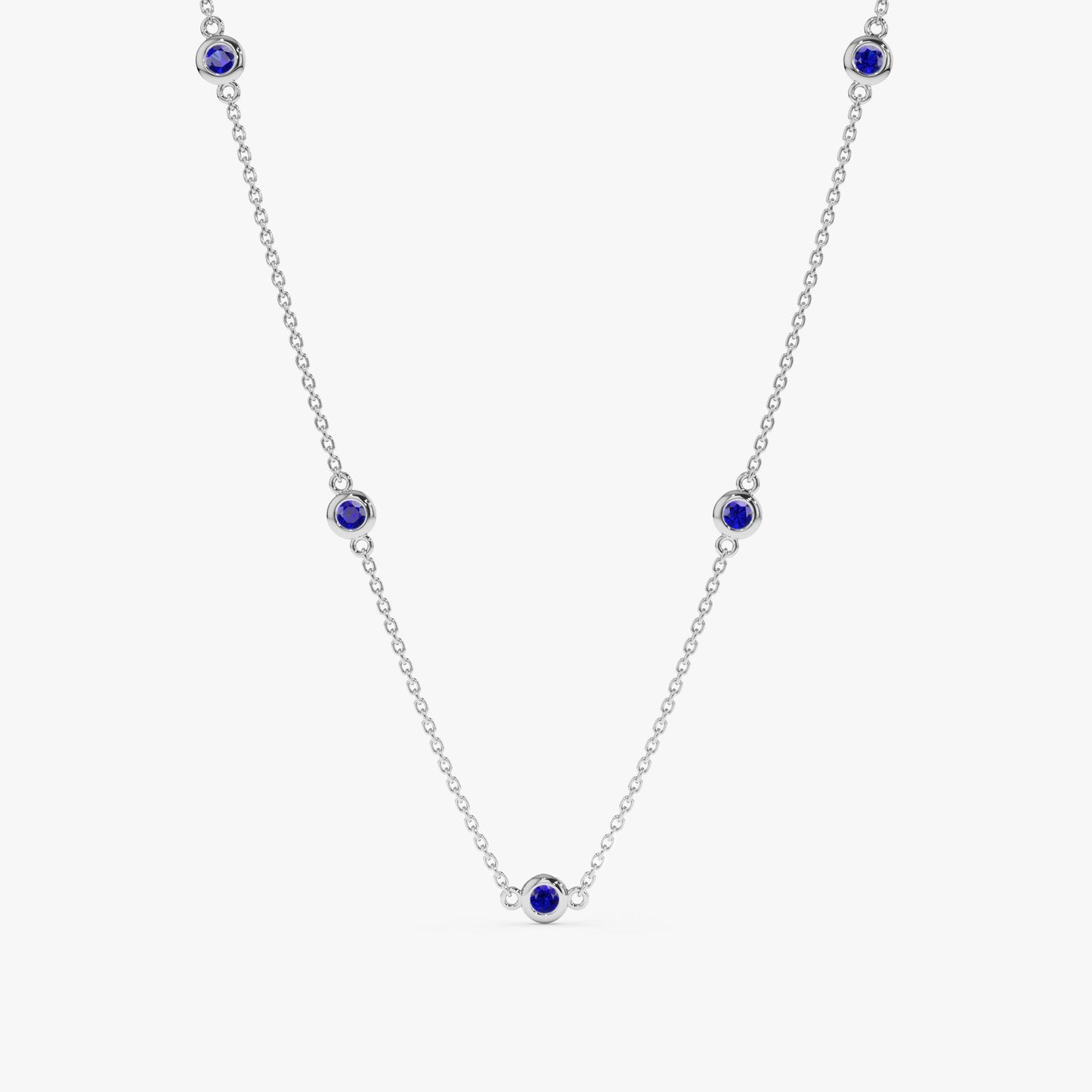 Blue Sapphire Station Necklace, Gwen