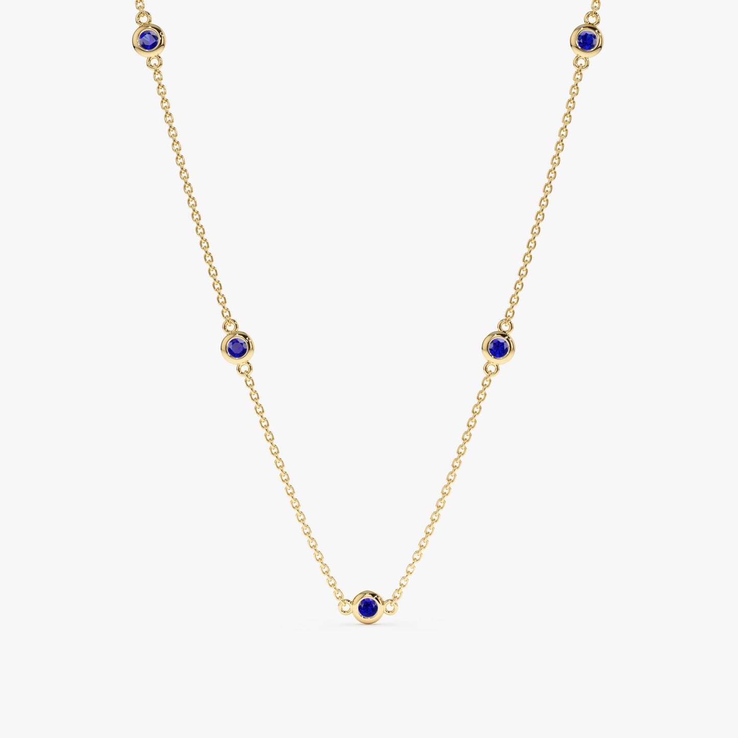 Blue Sapphire Station Necklace, Gwen