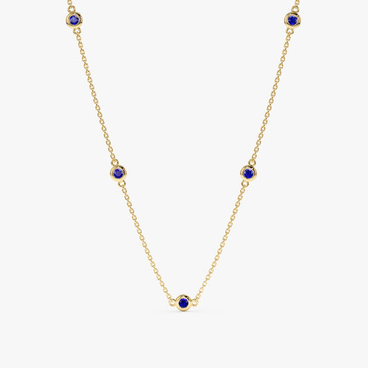 Blue Sapphire Station Necklace, Gwen