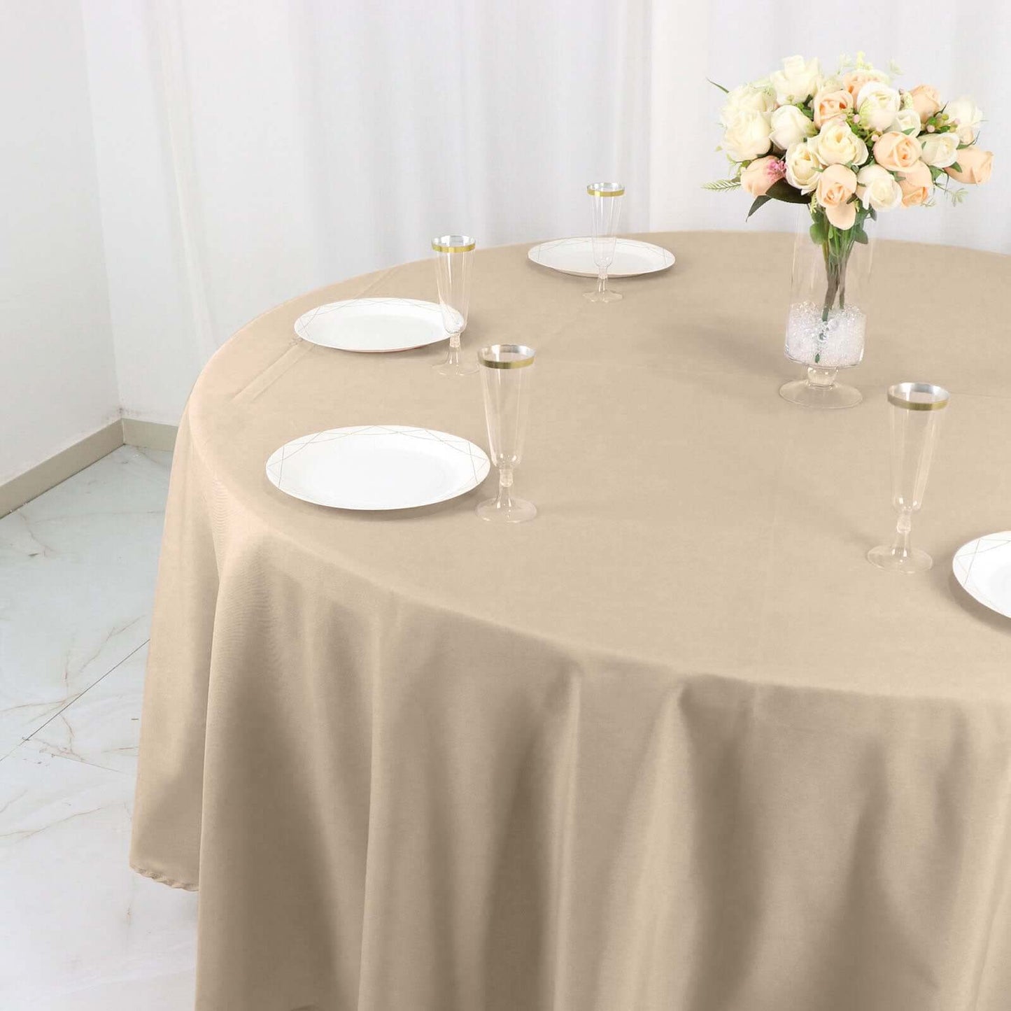 Nude Seamless Polyester Round Tablecloth 108"