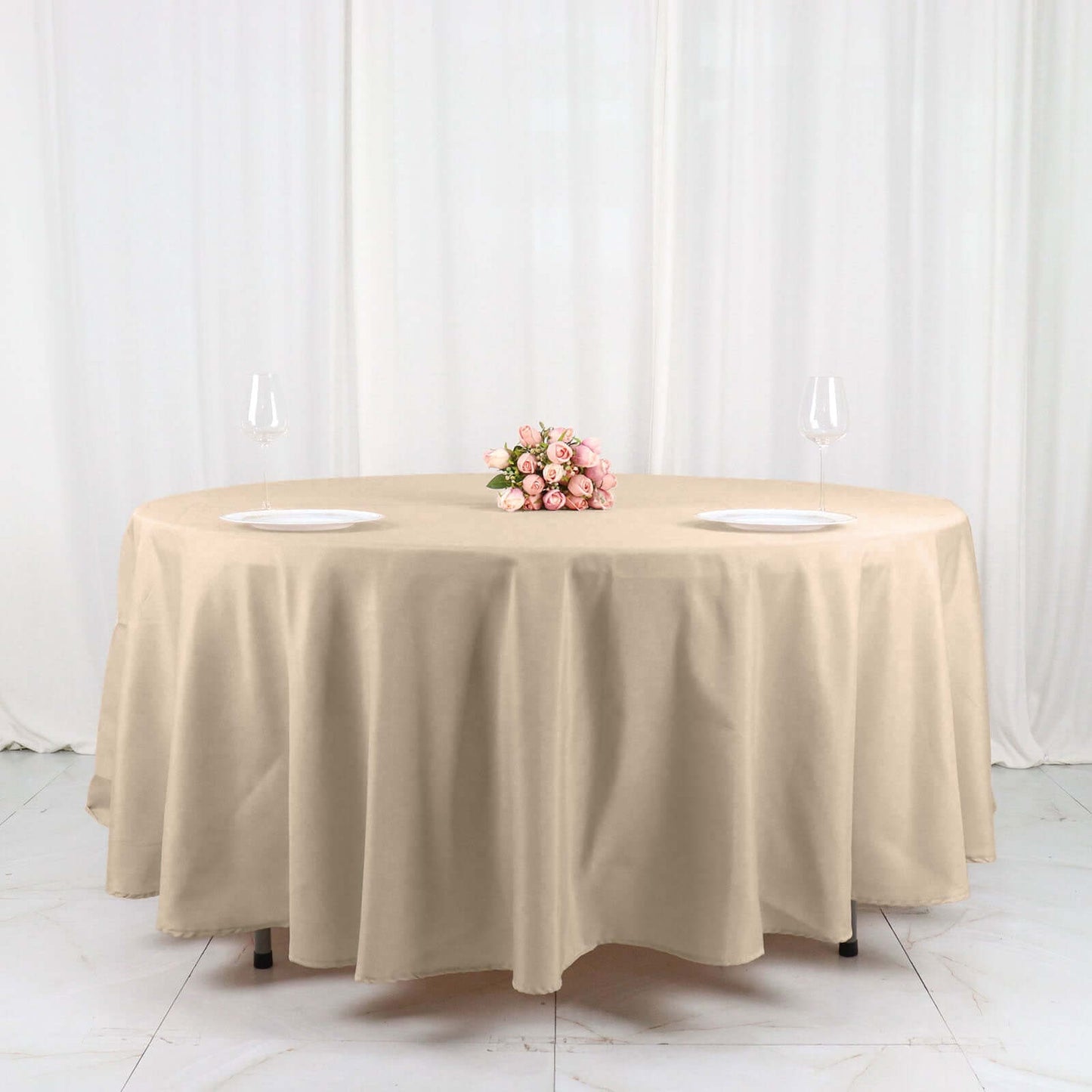 Nude Seamless Polyester Round Tablecloth 108"