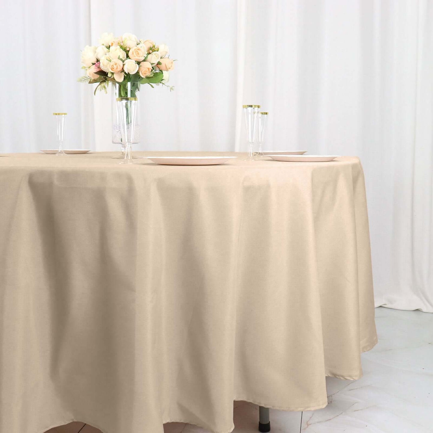 Nude Seamless Polyester Round Tablecloth 108"