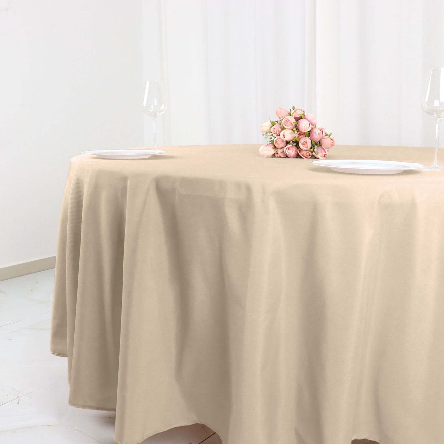 Nude Seamless Polyester Round Tablecloth 108"