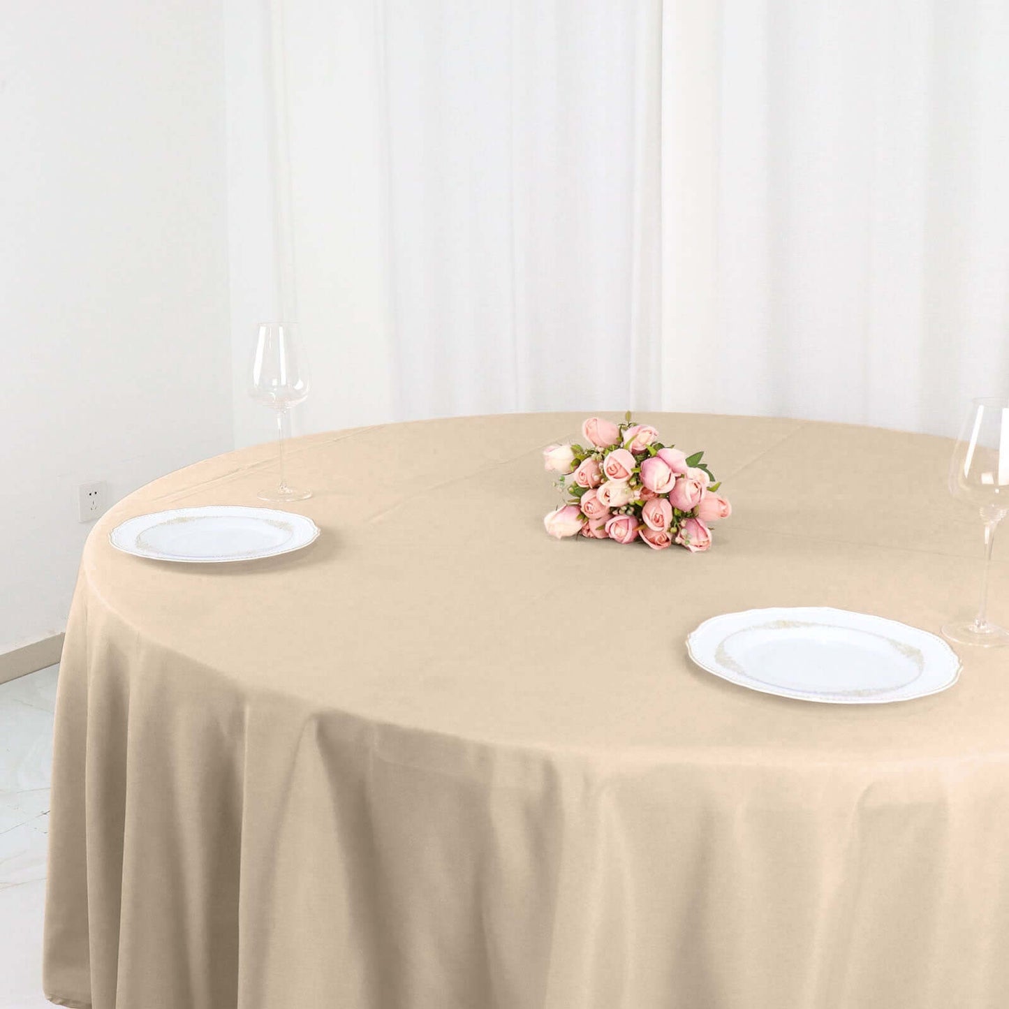 Nude Seamless Polyester Round Tablecloth 108"