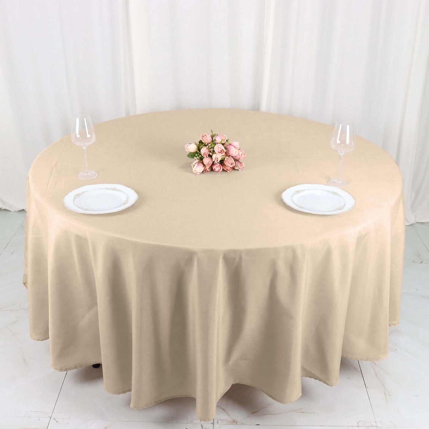 Nude Seamless Polyester Round Tablecloth 108"