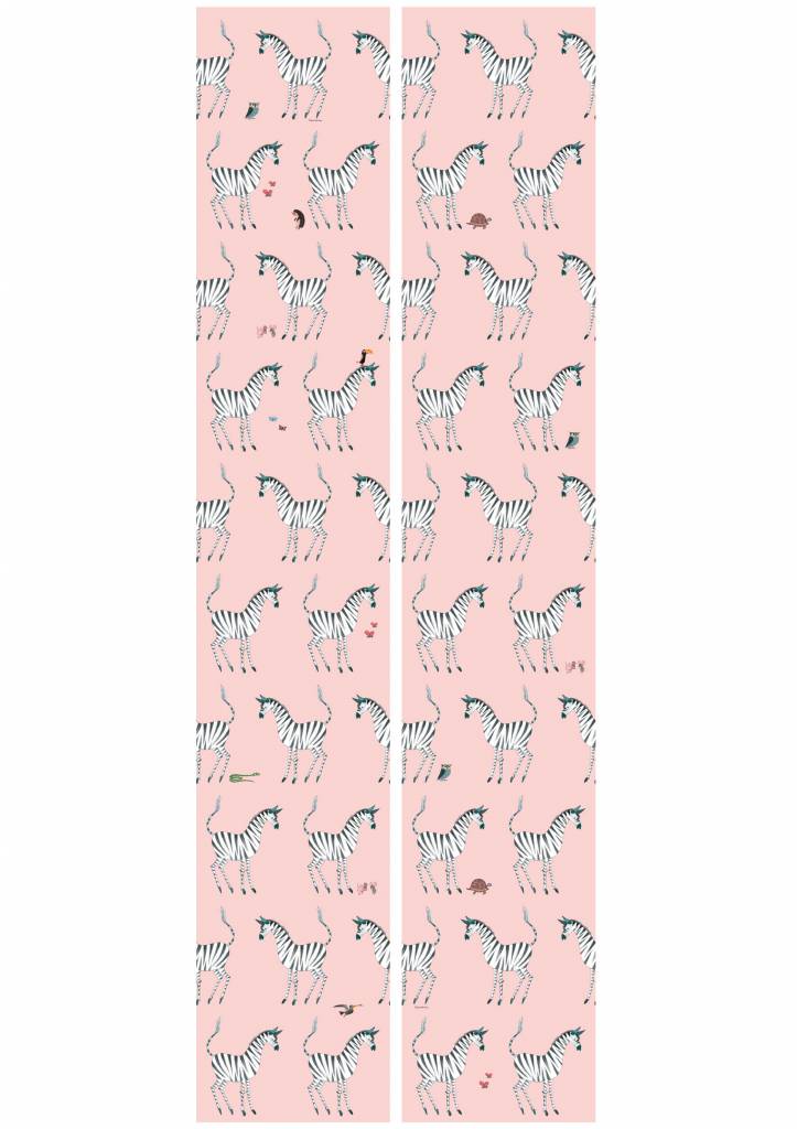 Zebra Kids Wallpaper in Pink by KEK Amsterdam