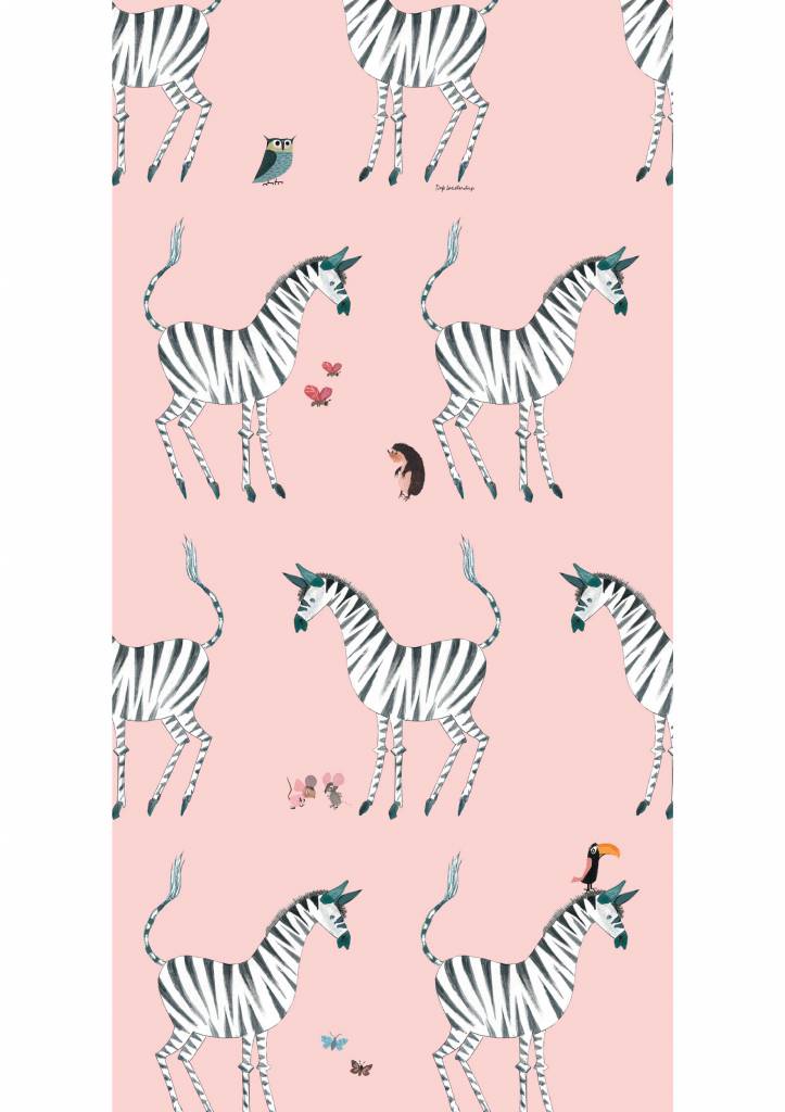 Zebra Kids Wallpaper in Pink by KEK Amsterdam