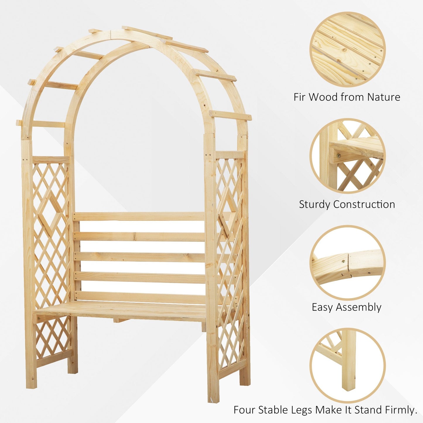 Outdoor Garden Bench with Arch