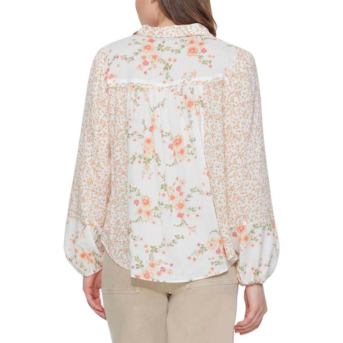 Womens Floral Print Peasant Blouse