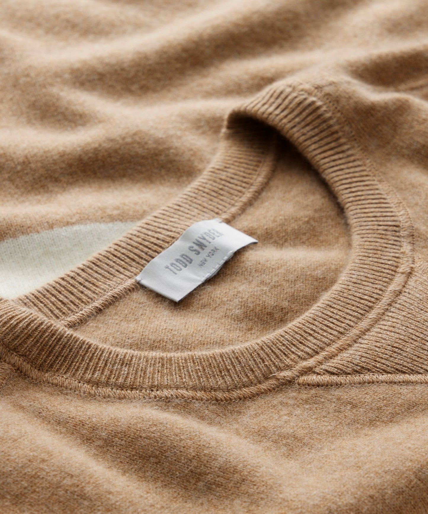 Cashmere Stripe Sweatshirt in Camel