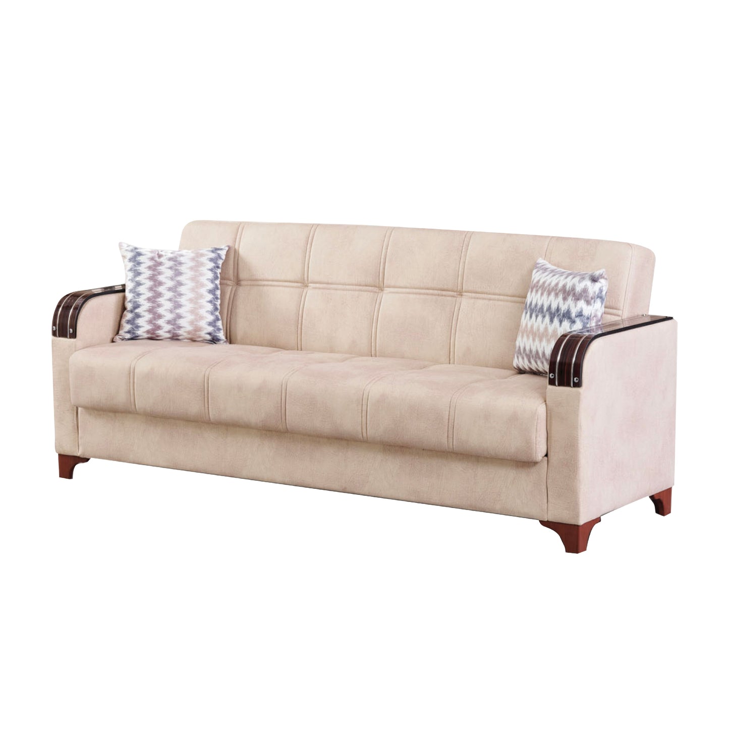 Colombia 85 in. Convertible Sleeper Sofa in Cream with Storage