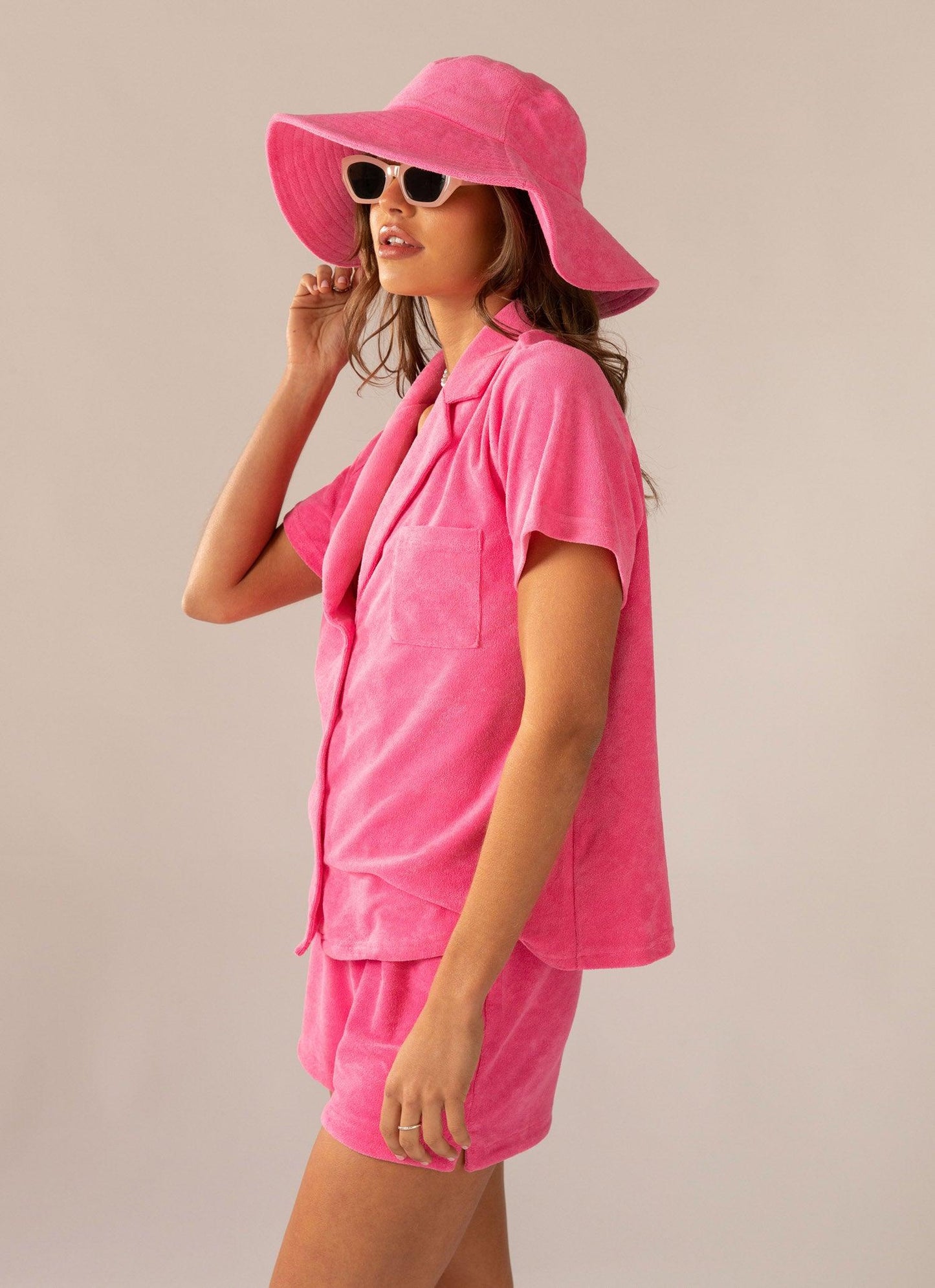 Sundazed Oversized Terry Bucket Hat - Perry Pink