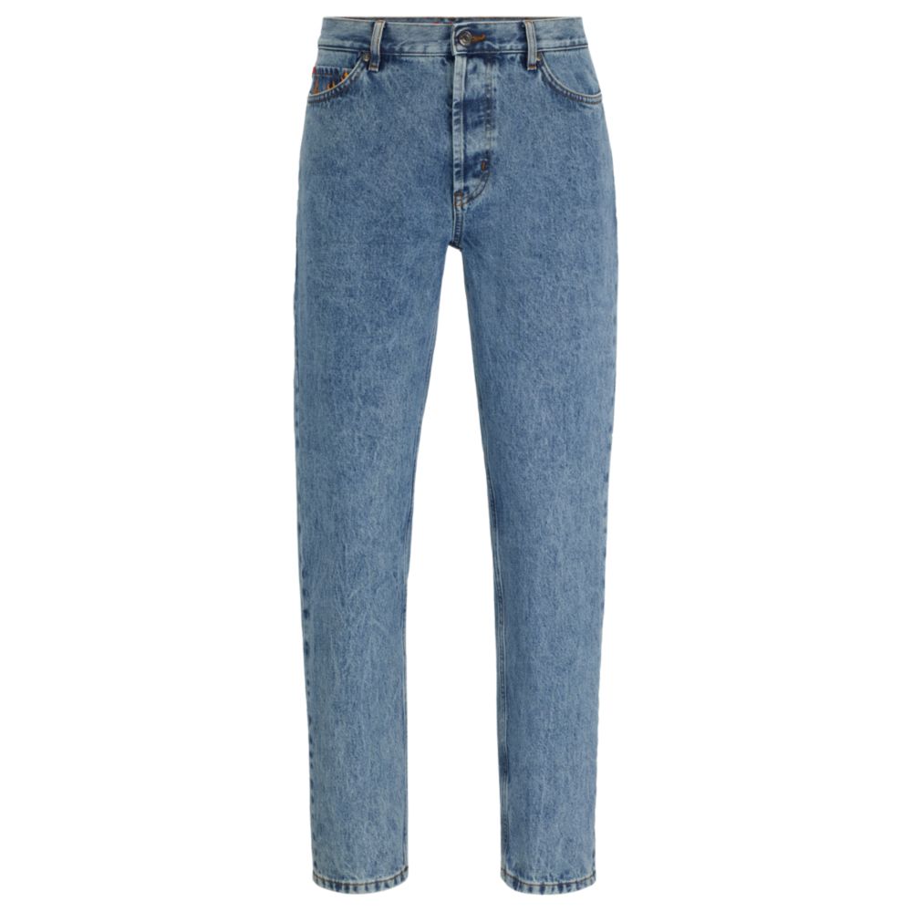 Tapered-fit jeans in blue rigid denim