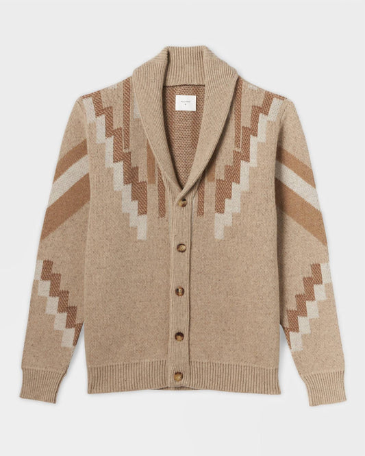 Men'S Parsons Cardigan in Oatmeal/Camel