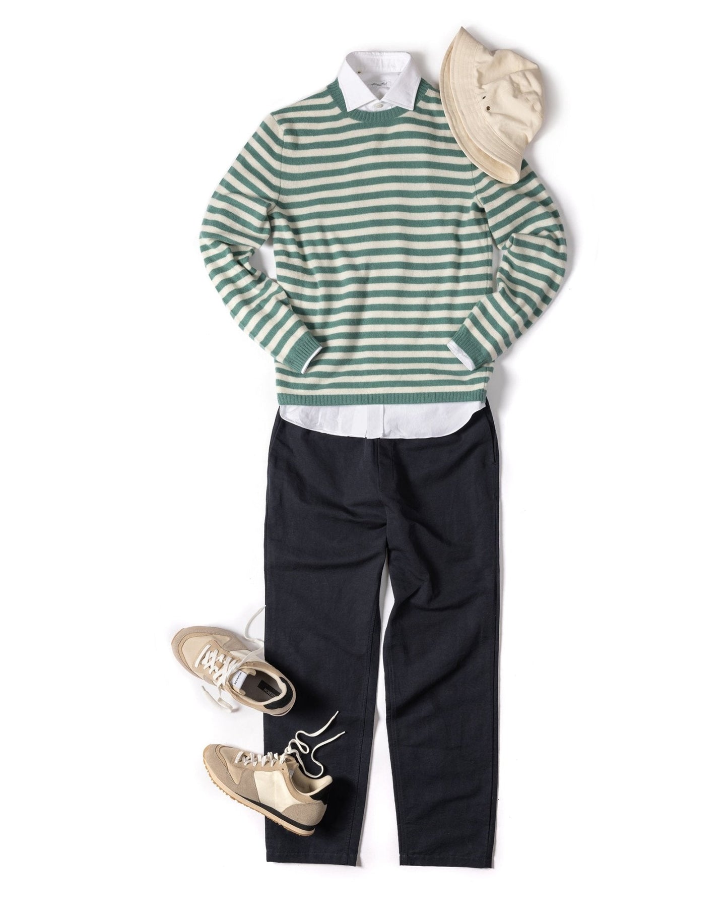 Fedeli Light Striped Cashmere Sweater: Green