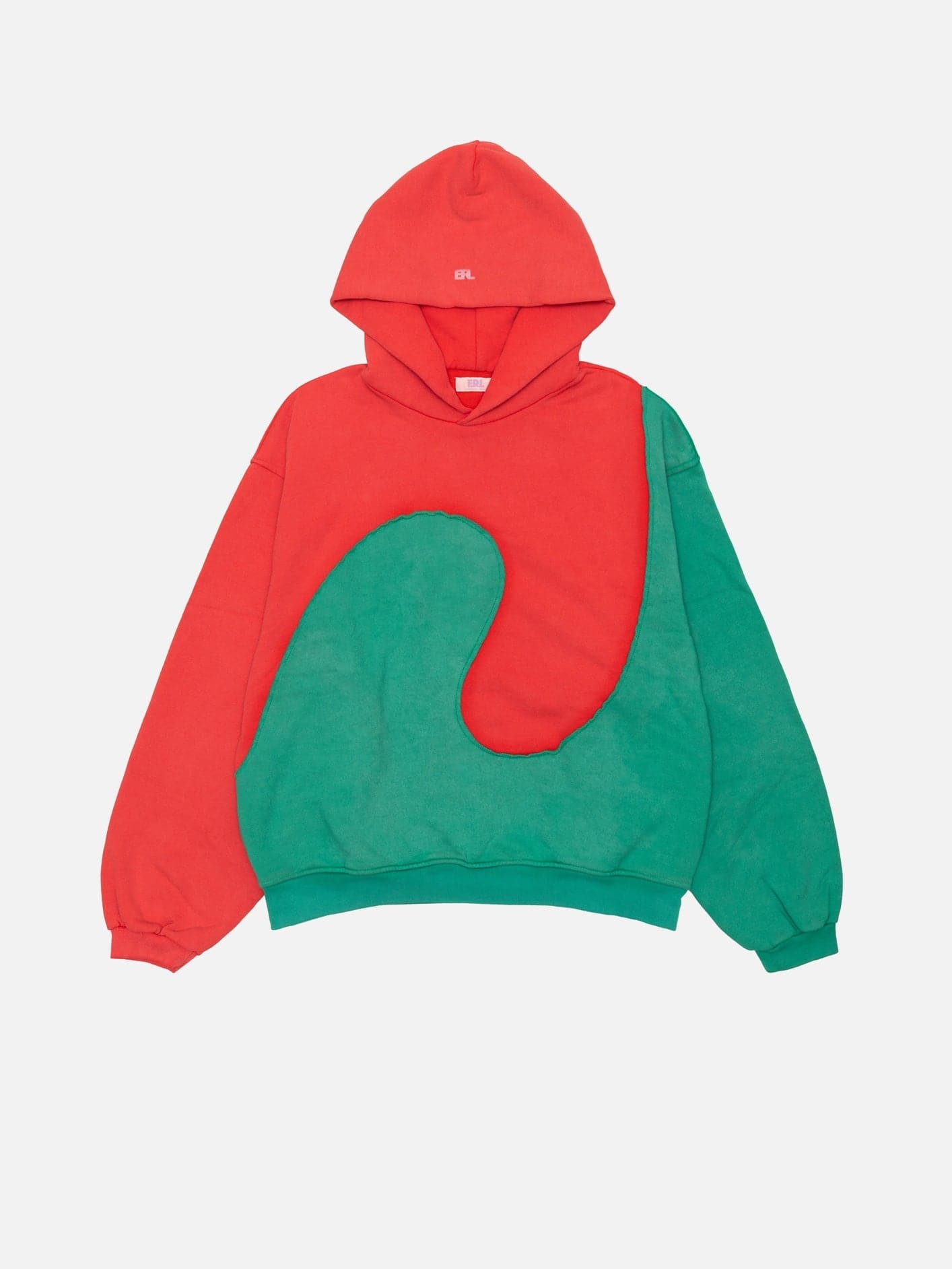 Swirl Fleece Hoodie - Red/Green