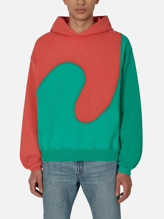 Swirl Fleece Hoodie - Red/Green