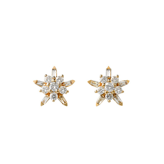 Karen Walker True Love Earrings- 9ct Yellow Gold & White Diamonds